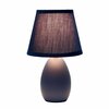 Creekwood Home Traditional Petite Ceramic Oblong Bedside Table Lamp, Matching Tapered Drum Fabric Shade, Blue CWT-2005-BL